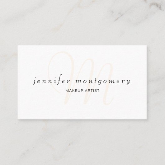 Blush Waterverf Modern Monogrammed Visitekaartje (Voorkant)