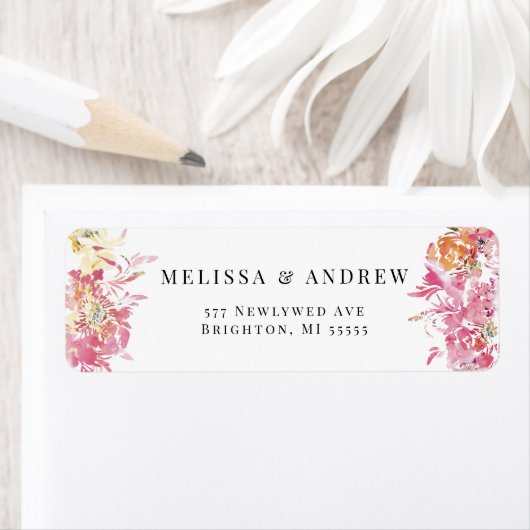 Blush Waterverf moderne bruiloft dank u Etiket (Insitu)