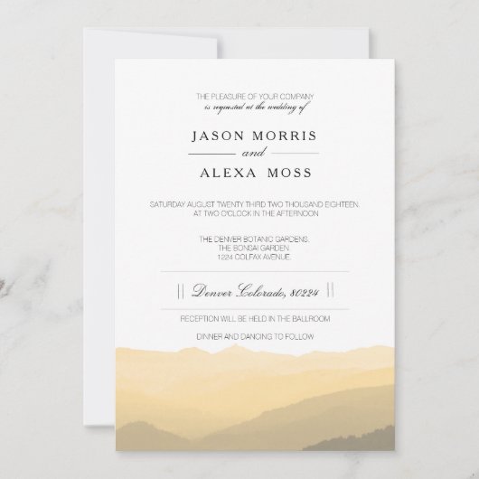 Blush Waterverf Mountains | Elegant Wedding Kaart (Voorkant)