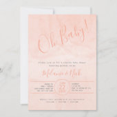 Blush Waterverf Oh Baby meisje baby shower Kaart (Voorkant)