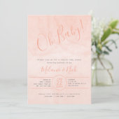 Blush Waterverf Oh Baby meisje baby shower Kaart (Staand voorkant)