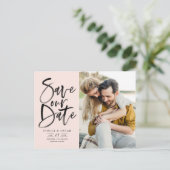 Blush Waterverf penseel kalligrafie Opslaan onze d Aankondigingskaart (Staand voorkant)