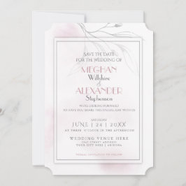 Blush Waterverf Pewter Willow Branch Save The Date