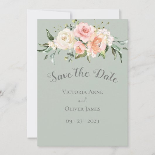 Blush Waterverf Romantic Floral Weddenschap Save t Save The Date (Voorkant)