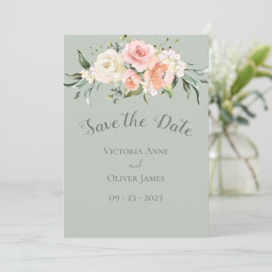 Blush Waterverf Romantic Floral Weddenschap Save t The Date (Staand voorkant)