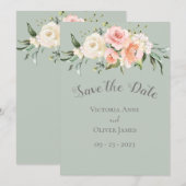 Blush Waterverf Romantic Floral Weddenschap Save t The Date (Voorkant / Achterkant)