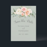 Blush Waterverf Romantic Floral Weddenschap Save t The Date<br><div class="desc">Elegant sage green met perzik, roze en blauwe bloemen. Zo chic en geraffineerd. Zo'n elegante bruiloft "Save the Date". Ik heb genoten van het creëren van dit ontwerp voor u. We bieden hetzelfde ontwerp in verschillende kleuren. Zo'n mooi en romantisch ontwerp met de zachte kleuren. Zazzle garandeert 100% klantenservice en...</div>