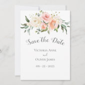 Blush Waterverf Romantic Floral Wedding Save The Date (Voorkant)