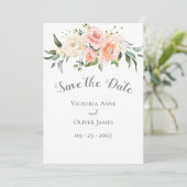 Blush Waterverf Romantic Floral Wedding Save The Date (Staand voorkant)