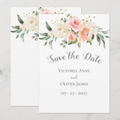 Blush Waterverf Romantic Floral Wedding Save The Date (Voorkant / Achterkant)