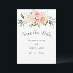 Blush Waterverf Romantic Floral Wedding Save The Date<br><div class="desc">Elegant helder wit met perzik, roze en blauwe bloemen. Zo chic en geraffineerd. Zo'n elegante bruiloft "Save the Date". Ik heb genoten van het creëren van dit ontwerp voor u. We bieden hetzelfde ontwerp in verschillende kleuren. Zo'n mooi en romantisch ontwerp met de zachte kleuren. Zazzle garandeert 100% klantenservice en...</div>