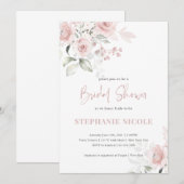 Blush Waterverf Roos Bridal Shower Invitation Kaart (Voorkant / Achterkant)
