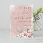 Blush Waterverf Roze gouden bruiloft Folie Uitnodiging (Staand Voorkant)