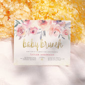 Blush Waterverf Rozen Greenery Baby Brunch Shower Uitnodiging Briefkaart