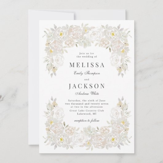 Blush Waterverf Rozen Lijst Weddenschap Kaart (Voorkant)