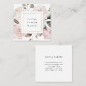 Blush  Waterverf Rozen op wit Vierkante Visitekaartje (Voorkant / Achterkant)
