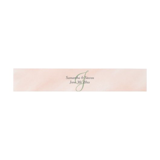 Blush Waterverf Sage Green Monogram Uitnodigingen Wikkel (Vlak)