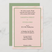 Blush Waterverf Sage Green Wedding Invitation Kaart (Voorkant / Achterkant)