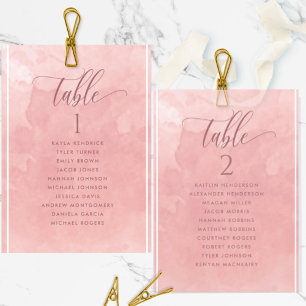 Blush Waterverf Seating Plan Kaart met gastnamen