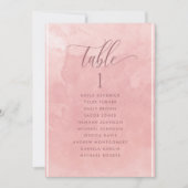 Blush Waterverf Seating Plan Kaart met gastnamen (Voorkant)