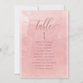 Blush Waterverf Seating Plan Kaart met gastnamen (Achterkant)