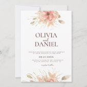 Blush Waterverf Stoffig Roos Floral Wedding Kaart (Voorkant)