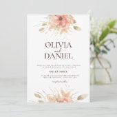 Blush Waterverf Stoffig Roos Floral Wedding Kaart (Staand voorkant)