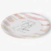 Blush waterverf stripe Baby shower Papieren Bordje (Gekanteld)