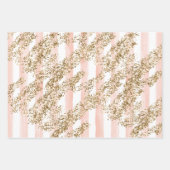 Blush Waterverf Stripes Gold Glitter Hearts Inpakpapier Vel (Voorkant 3)