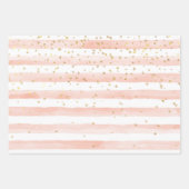 Blush Waterverf Stripes Gold Glitter Hearts Inpakpapier Vel (Voorkant 2)