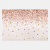 Blush Waterverf Stripes Gold Glitter Hearts Inpakpapier Vel (Voorkant 3)