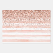 Blush Waterverf Stripes Gold Glitter Hearts Inpakpapier Vel (Voorkant 2)