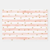 Blush Waterverf Stripes Gold Glitter Hearts Inpakpapier Vel (Voorkant)