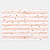 Blush Waterverf Stripes Gold Glitter Hearts Inpakpapier Vel (Voorkant)