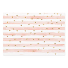 Blush Waterverf Stripes Gold Glitter Hearts