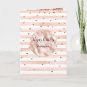 Blush Waterverf Stripes Gold Glitter Hearts Kaart (Voorkant)