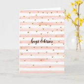 Blush Waterverf Stripes Gold Glitter Hearts Kaart (Gele Bloem)