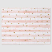 Blush Waterverf Stripes Gold Glitter Hearts Tissuepapier (Voorkant)