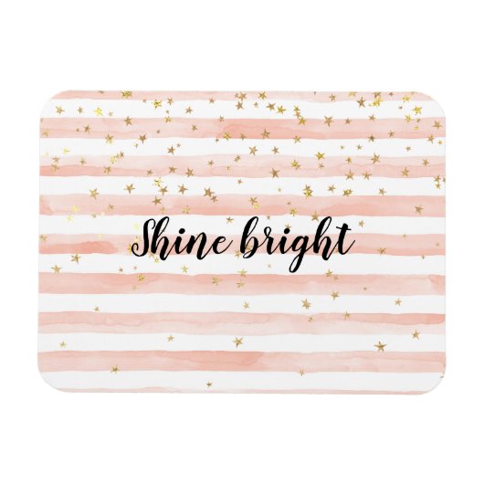 Blush Waterverf Stripes Gouden Sterren Shine Magneet (Horizontaal)