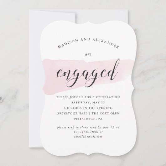 Blush Waterverf Swatch Wedding Engagement Party Kaart (Voorkant)