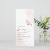 Blush Waterverf Vlinder Baby Sprinkle Invite Bedankkaart (Staand voorkant)