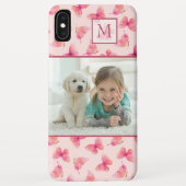Blush Waterverf vlinder monogram foto Case-Mate iPhone Case (Achterkant)