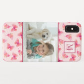 Blush Waterverf vlinder monogram foto Case-Mate iPhone Case (Achterkant (horizontaal))