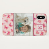 Blush Waterverf vlinder monogram foto Case-Mate iPhone Case (Achterkant (horizontaal))
