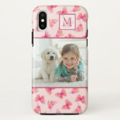 Blush Waterverf vlinder monogram foto Case-Mate iPhone Case (Achterkant)