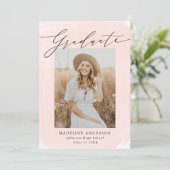 Blush Waterverf Was 4 Foto Afstuderen Aankondiging (Staand voorkant)