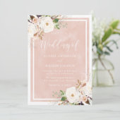 Blush Waterverf White Flowers Beauful Wedding Kaart (Staand voorkant)
