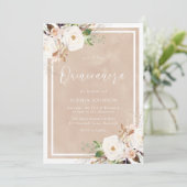 Blush Waterverf White Flowers Quinceanera Kaart (Staand voorkant)