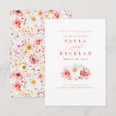 Blush Waterverf Wildflower Boho Bewaar de datum Save The Date (Voorkant / Achterkant)