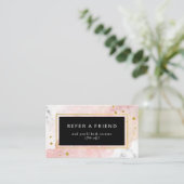 Blush Waterverf | Witte marmer en Faux Gold Aanbevelingskaartje (Staand voorkant)